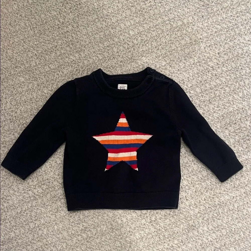 Baby gap Navy Knit Sweater with Striped Star (12-18 months)